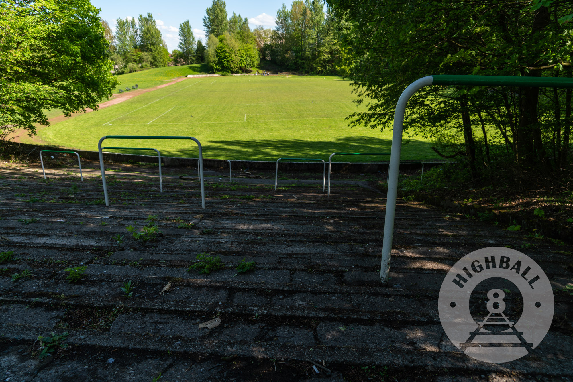 Overgrown football ground terrace at Cathkin Park, Crosshill, Glasgow, Scotland, UK, 2018.