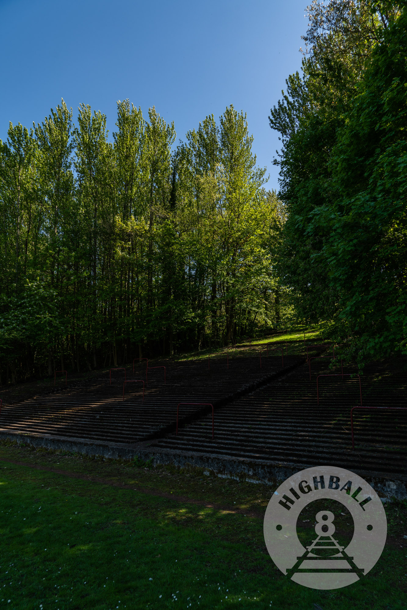 Overgrown football ground terrace at Cathkin Park, Crosshill, Glasgow, Scotland, UK, 2018.