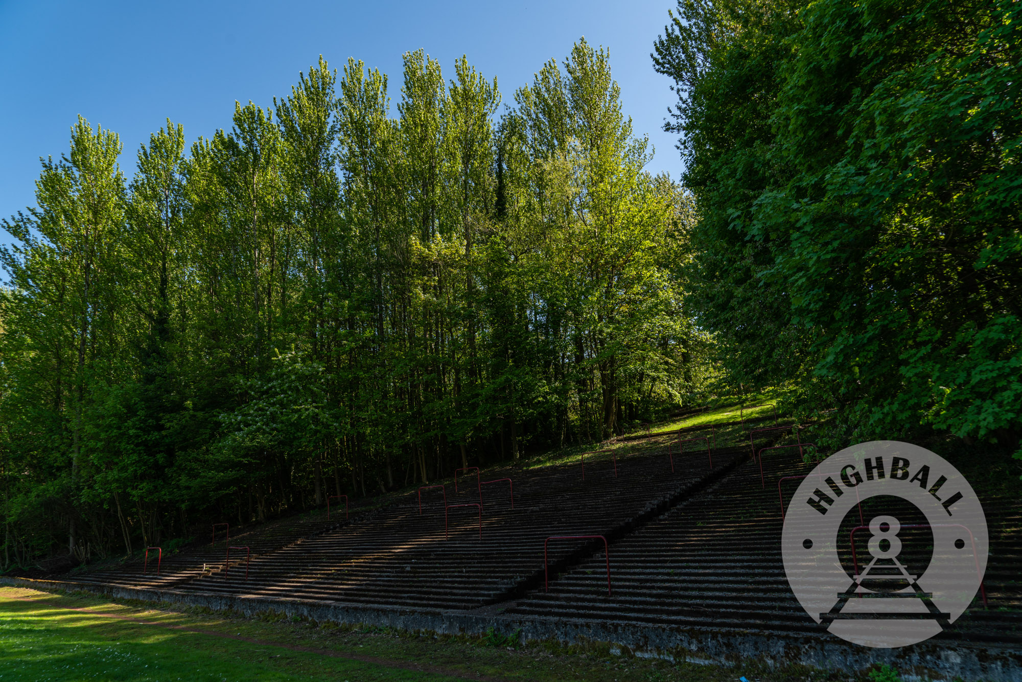 Overgrown football ground terrace at Cathkin Park, Crosshill, Glasgow, Scotland, UK, 2018.