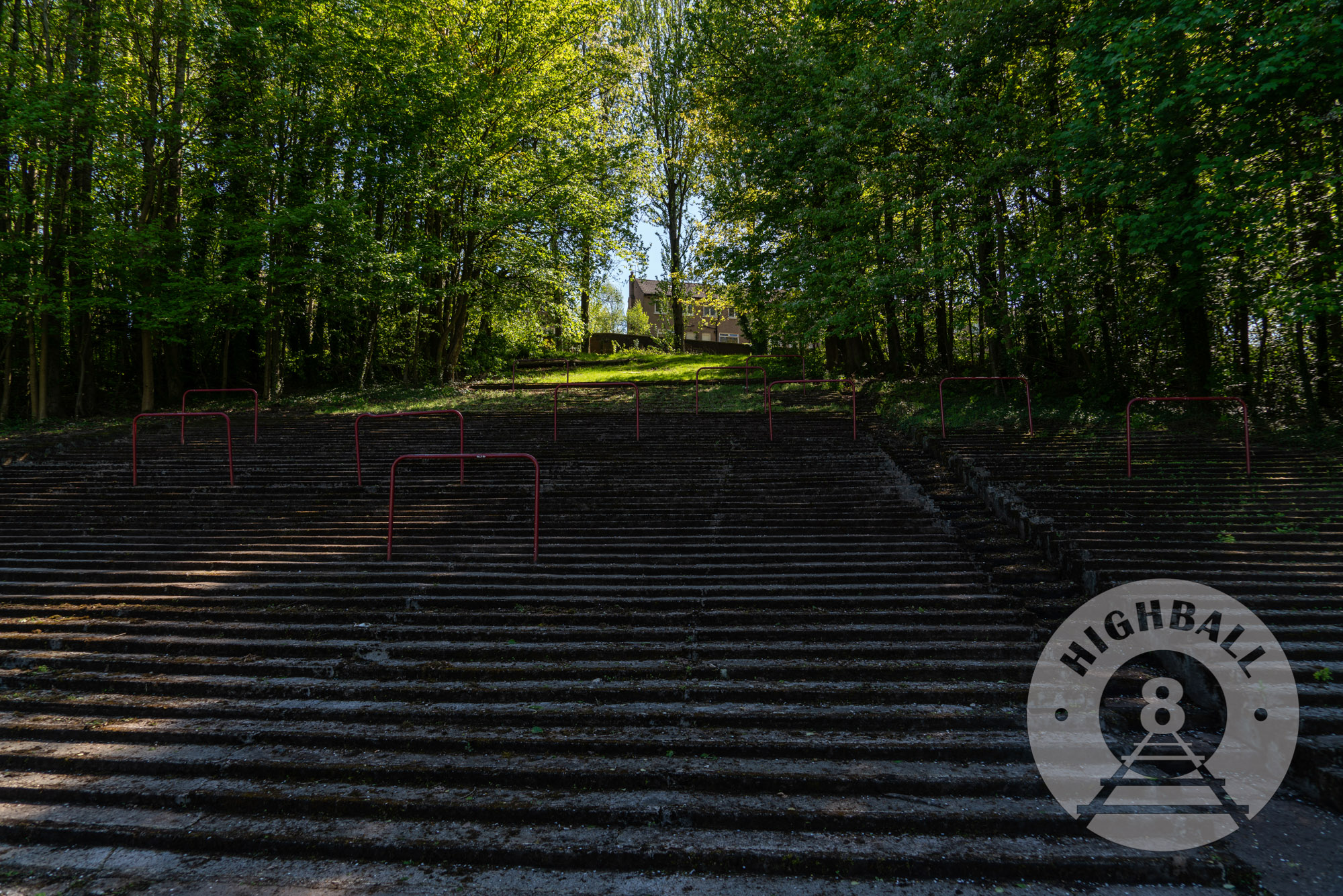 Overgrown football ground terrace at Cathkin Park, Crosshill, Glasgow, Scotland, UK, 2018.