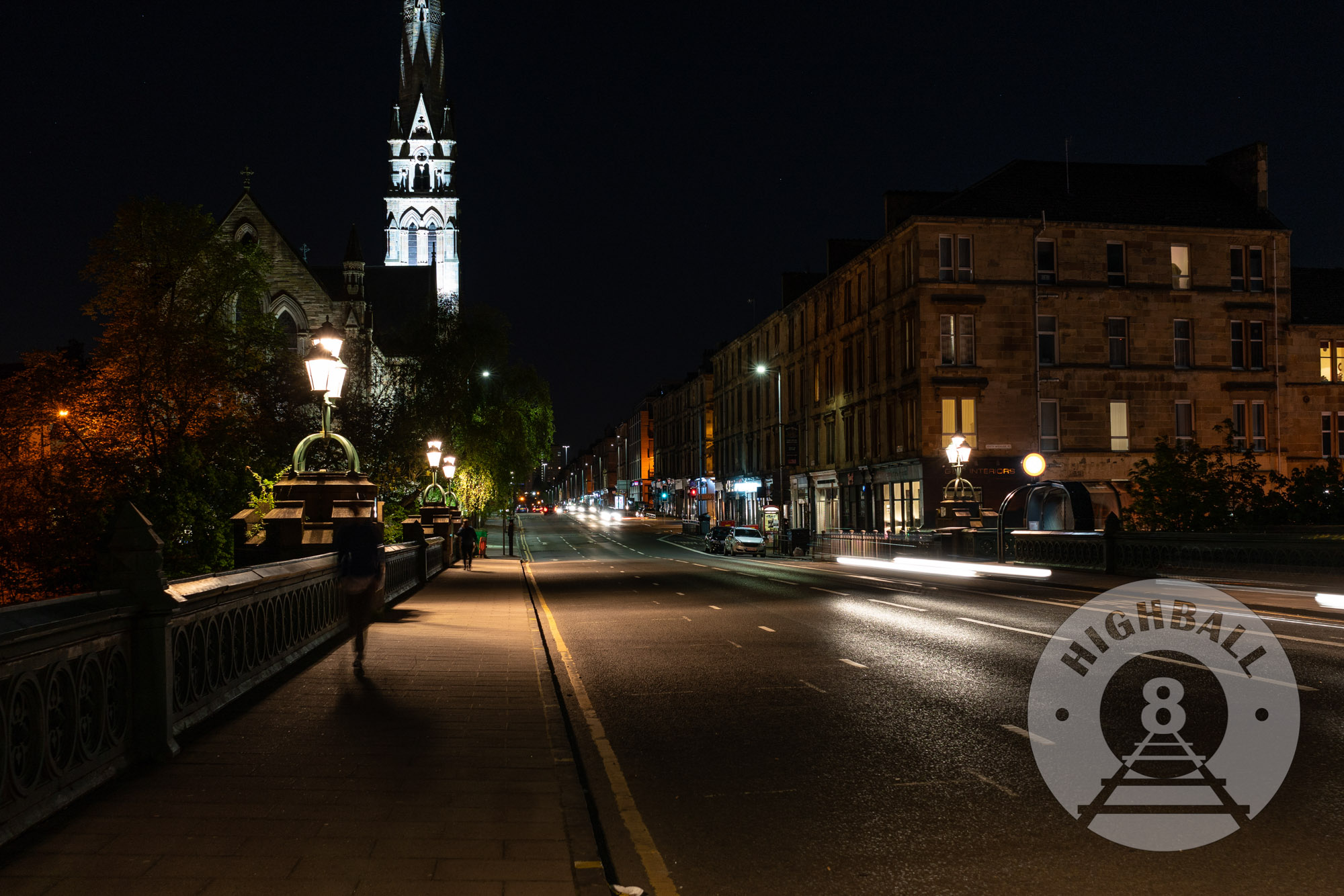 Great Western Road night shot, Kelvinbridge, Glasgow, Scotland, UK, 2018.