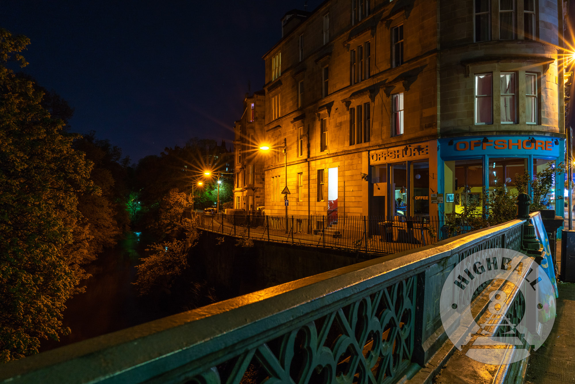 Night shot of Gibson Street, Kelvinbridge, Glasgow, Scotland, UK, 2018.