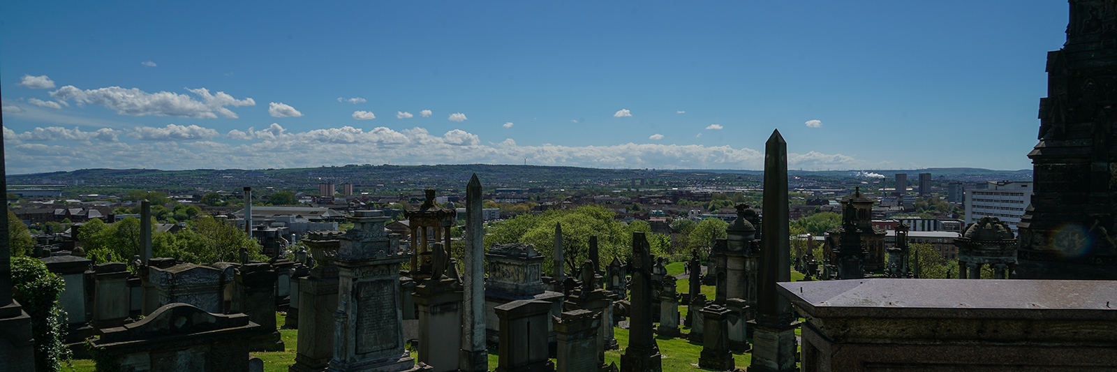 Looking south over the city from the Glasgow Necropolis, Glasgow, Scotland, 2018.
