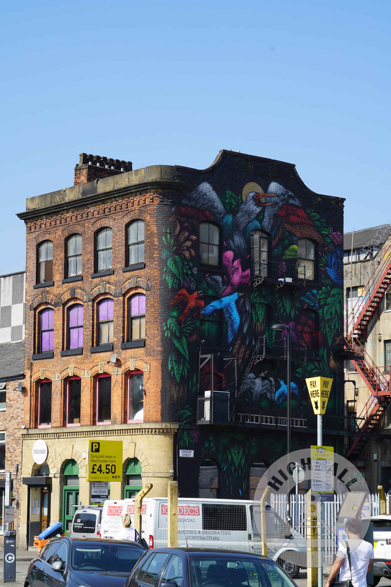 A mural on a building in the Northern Quarter neighborhood, Manchester, England, UK, 2018.