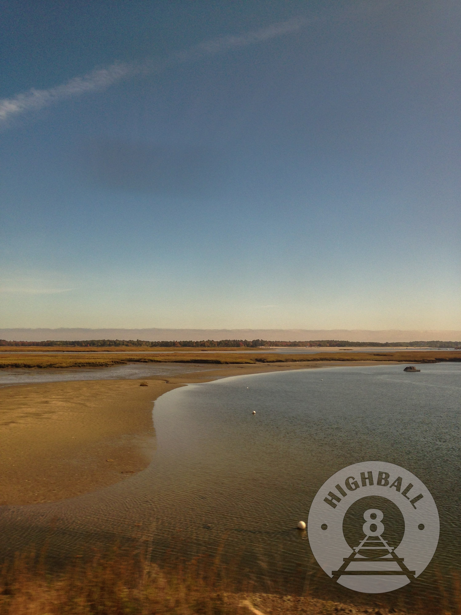 Coastal marshland near Old Orchard Beach, Maine, USA, 2014, as seen from the Amtrak Downeaster.