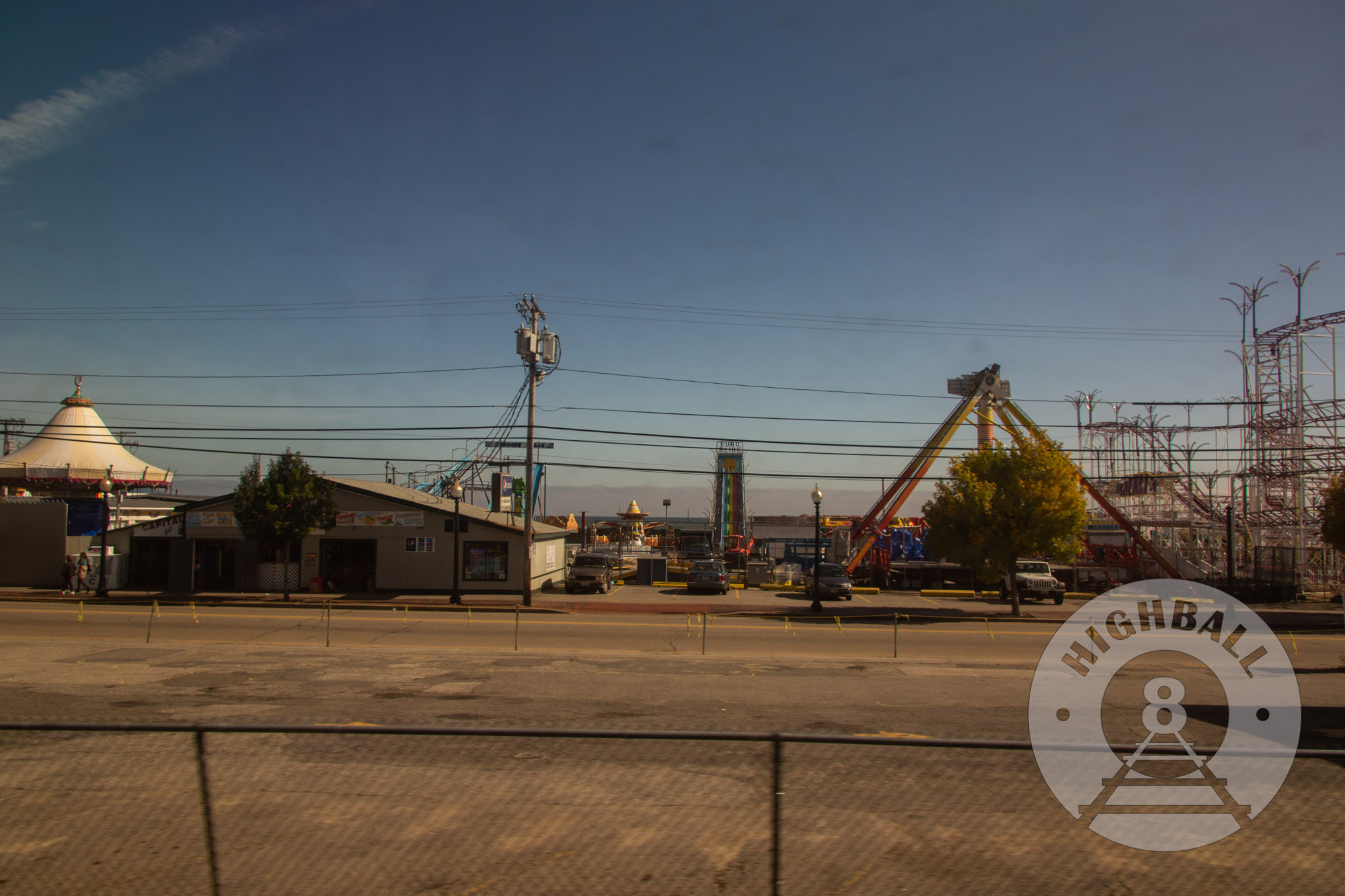 Amusement park near Old Orchard Beach, Maine, USA, 2014, as seen from the Amtrak Downeaster.