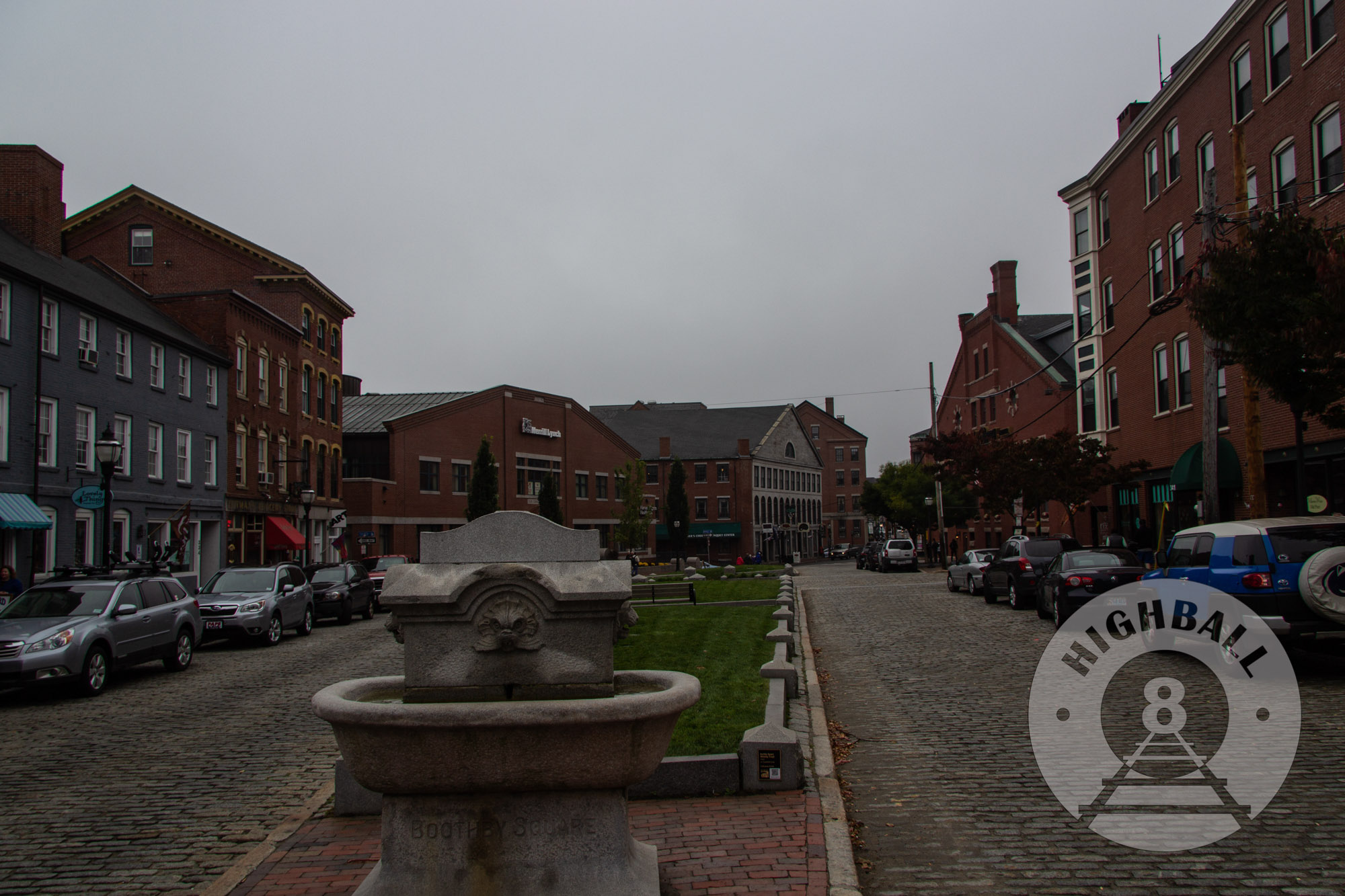 Street scene in the Old Port area of Portland, Maine, USA, 2014.