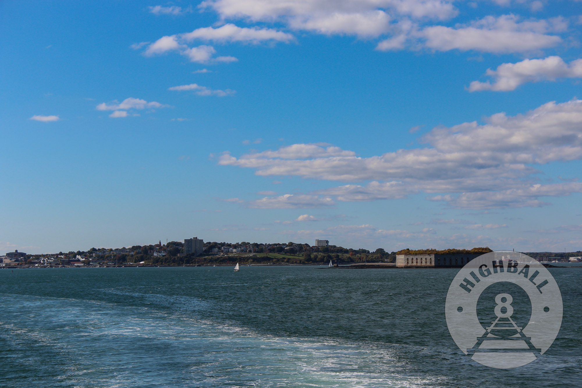 View of Portland from the Peaks Island Ferry, Maine, USA, 2014.