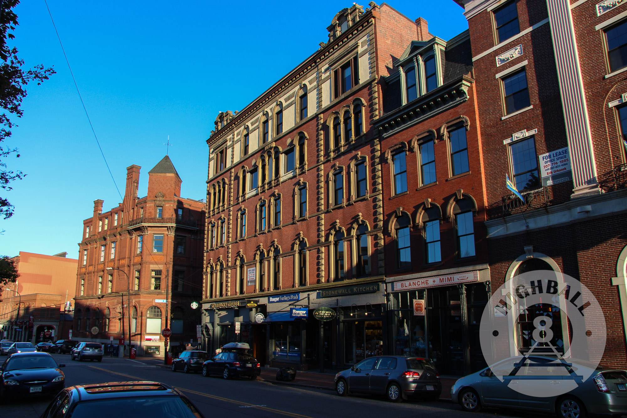 Street scene in the Old Port area of Portland, Maine, USA, 2014.