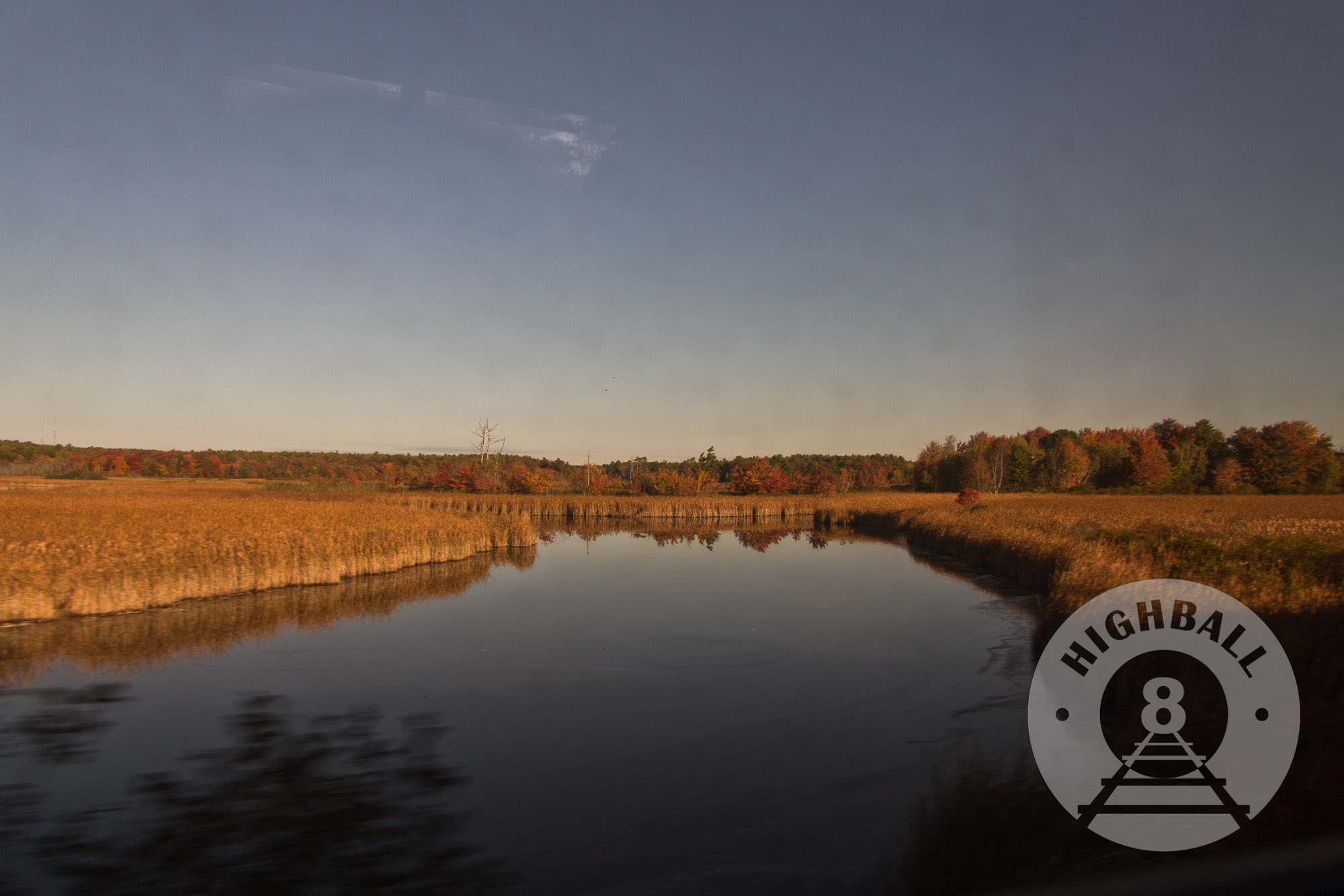 Coastal marshland near Old Orchard Beach, Maine, USA, 2014, as seen from the Amtrak Downeaster.