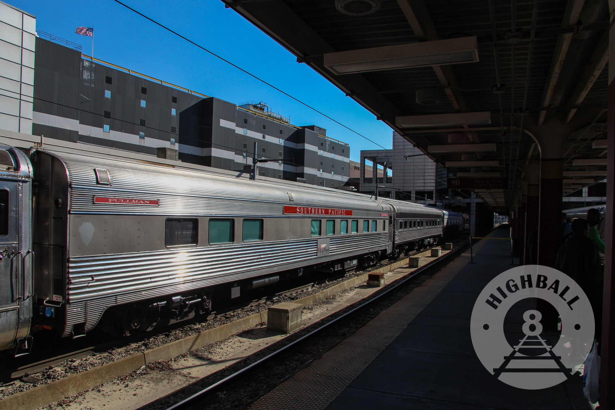 Vintage passenger rail cars at Boston South Station, Boston, Massachusetts, USA, 2014.