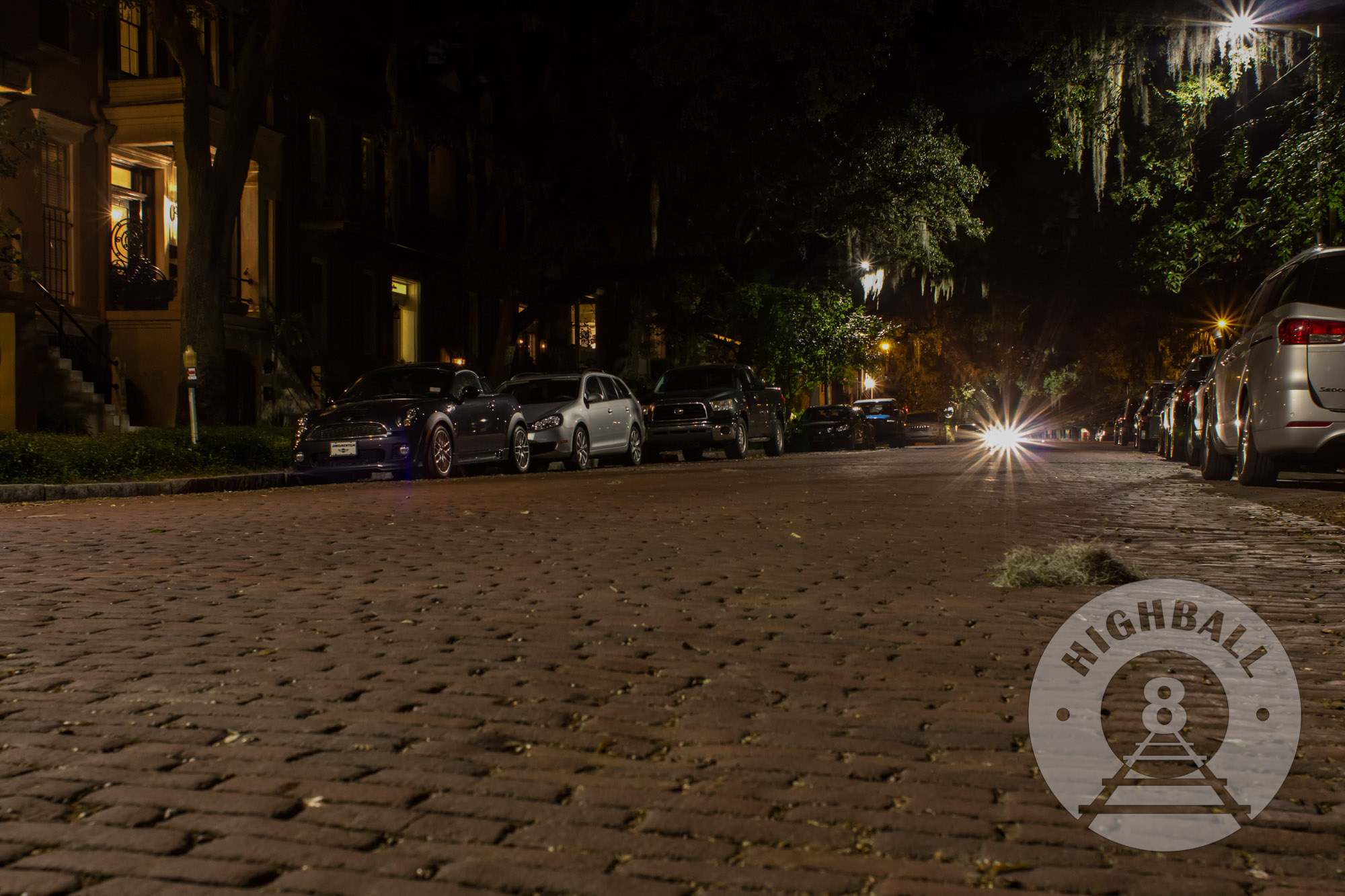 Night scene in the Historic District, Savannah, Georgia, USA, 2015.