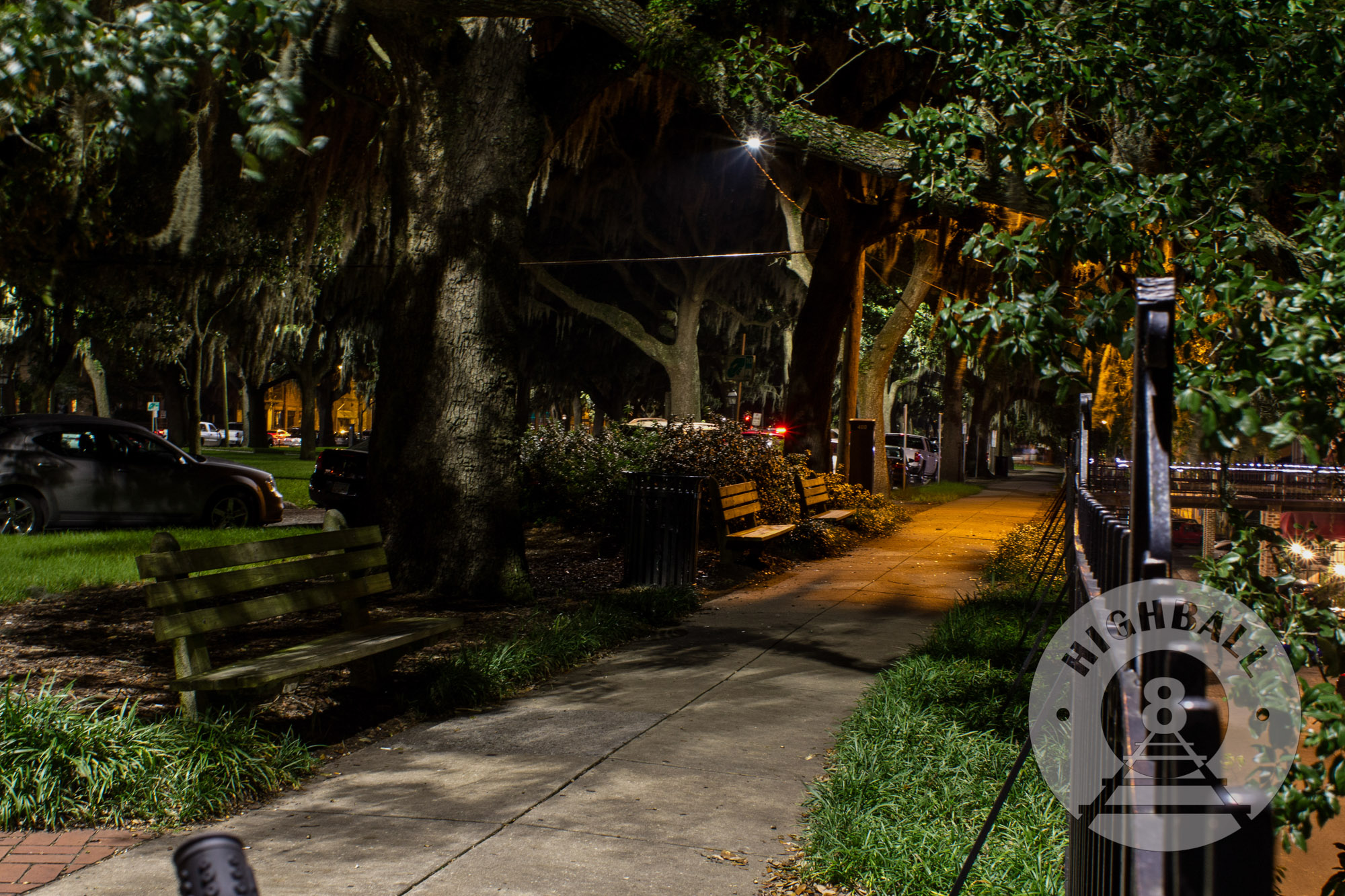 Night scene in the Historic District, Savannah, Georgia, USA, 2015.