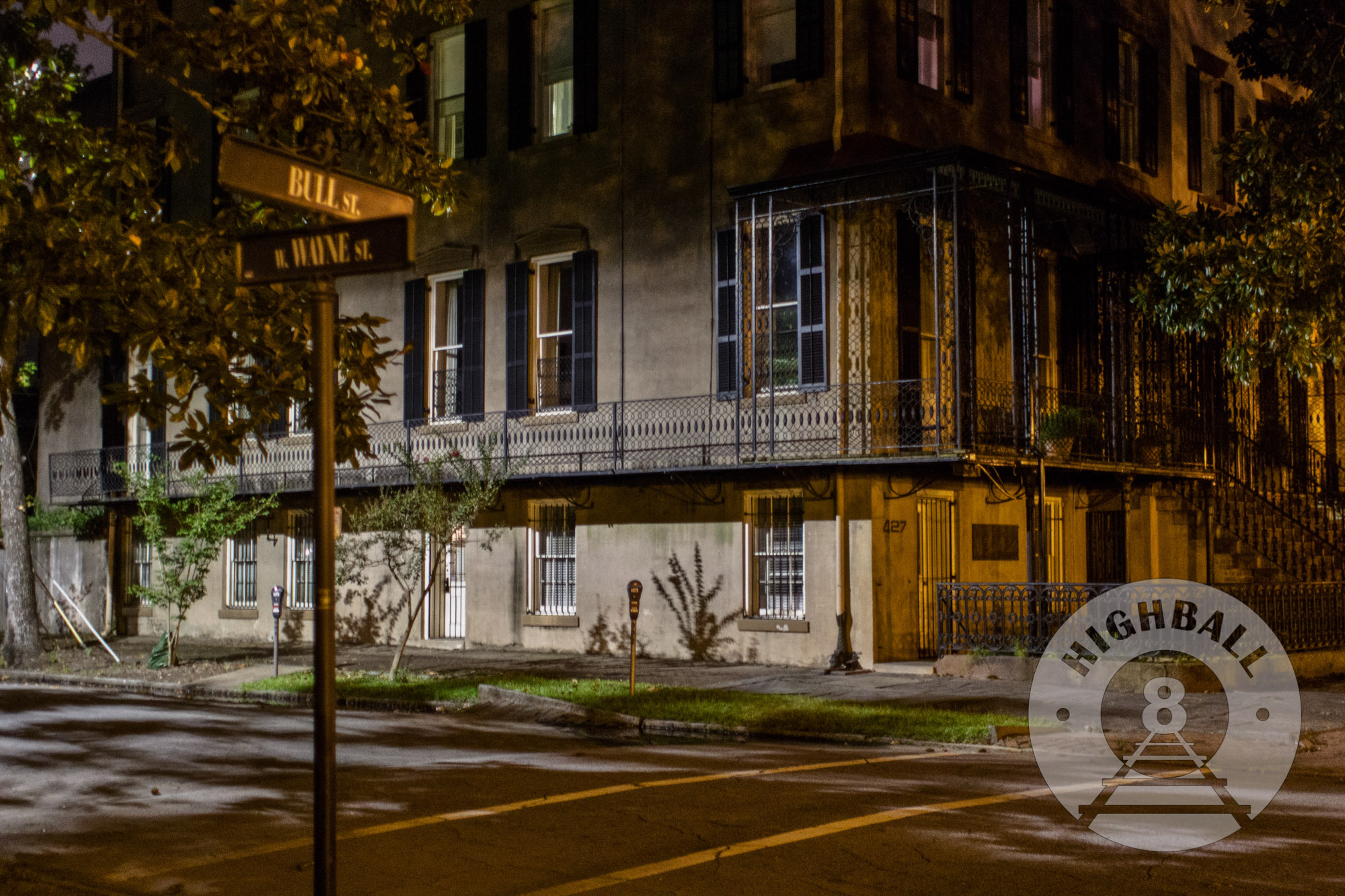 Night scene in the Historic District, Savannah, Georgia, USA, 2015.