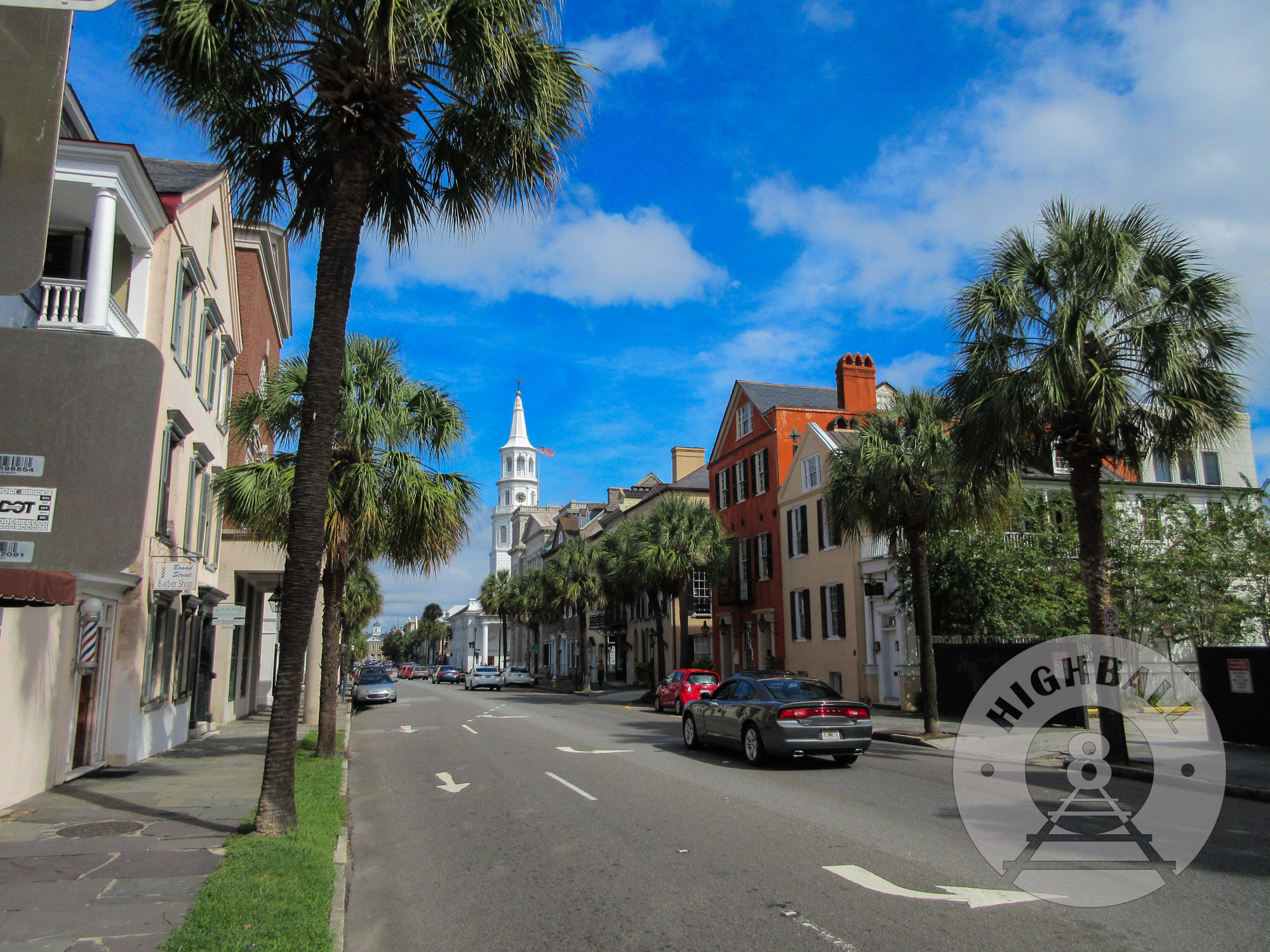 Street scene in the South of Broad neighborhood, Charleston, South Carolina, USA, 2015.