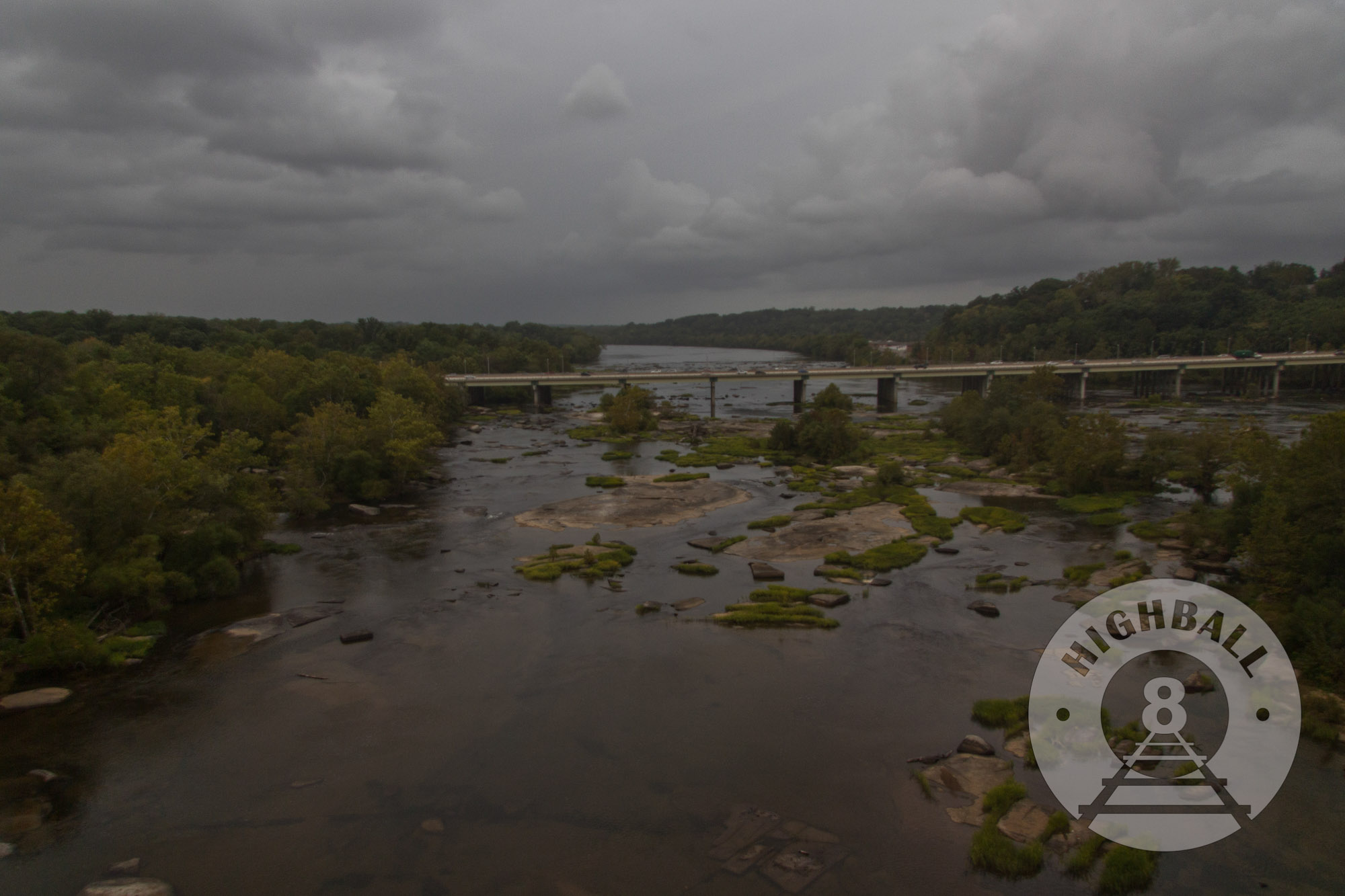 Crossing over the James River on the Amtrak Palmetto, Richmond, Virginia, USA, 2015.