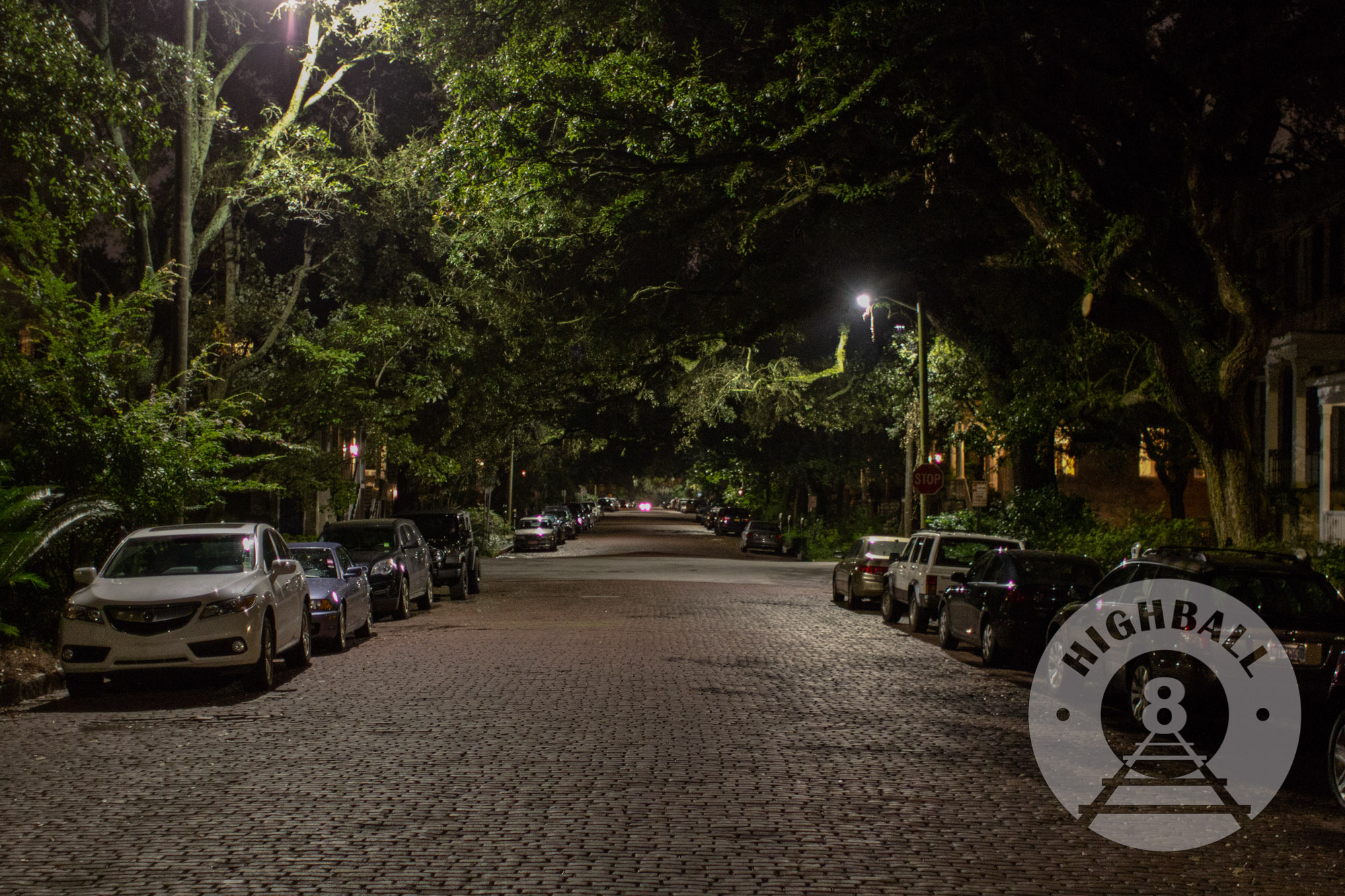 Night scene in the Historic District, Savannah, Georgia, USA, 2015.