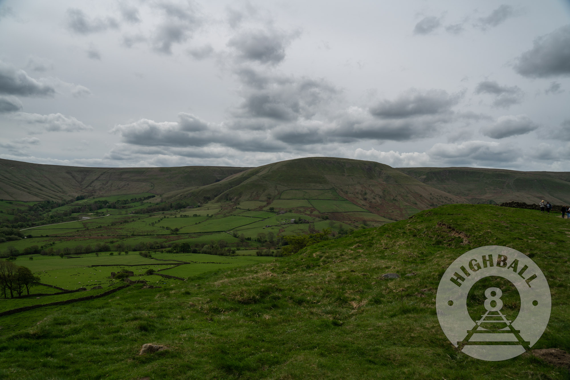 View of the Vale of Edale from the Pennine Way, Peak District, Derbyshire, England, UK, 2018.