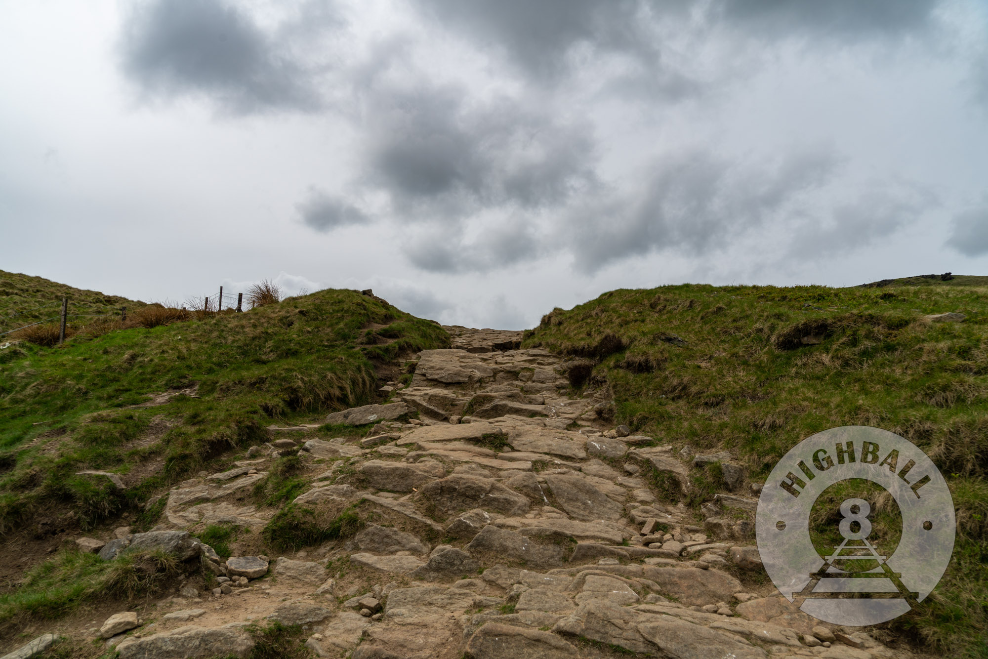 Climbing Jacob's Ladder onto Kinder Scout, Peak District, Derbyshire, England, UK, 2018.