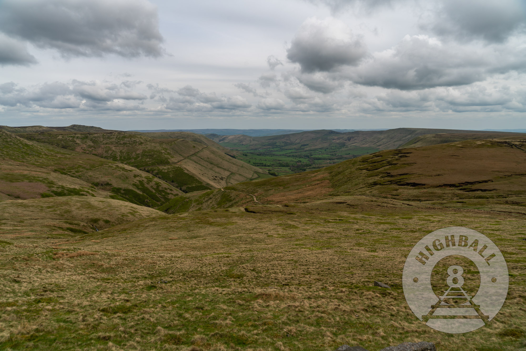 The top of Jacob's Ladder looking east over the Vale of Edale, Peak District, Derbyshire, England, UK, 2018.