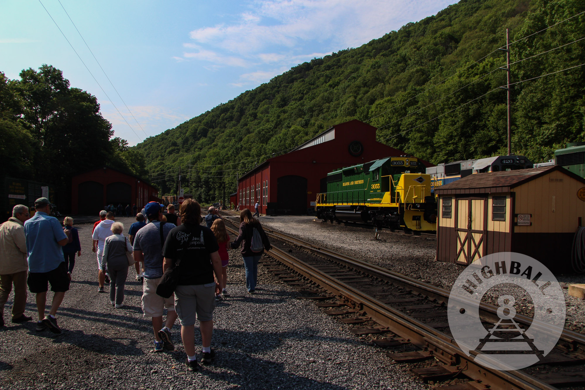Exterior view of the workshops of the Reading Blue Mountain & Northern Railroad, Port Clinton, Pennsylvania, USA, 2016.
