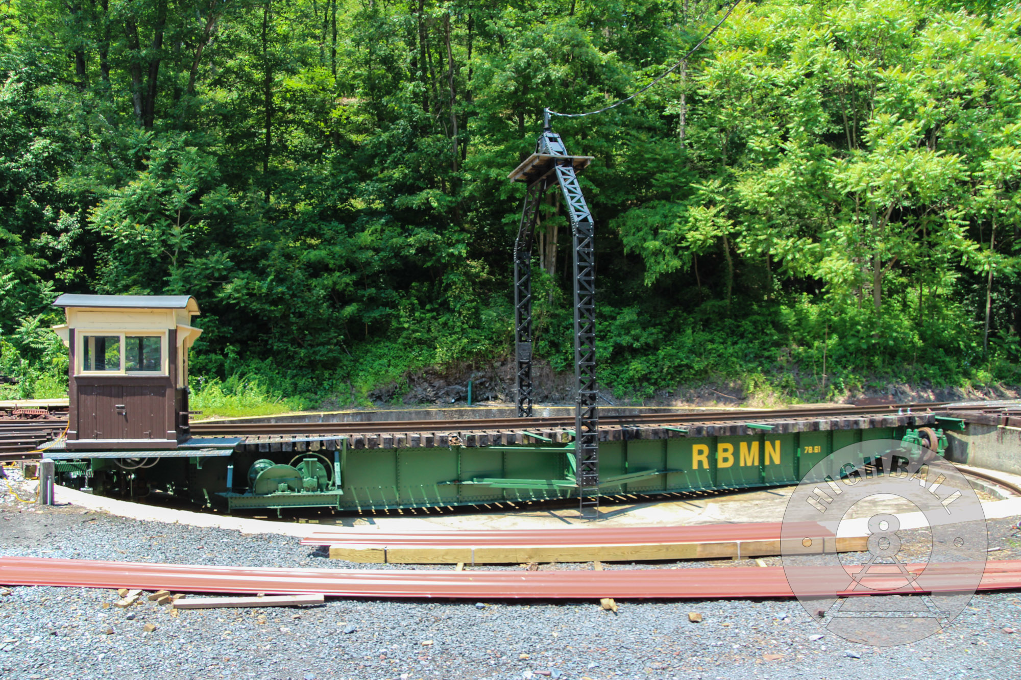 An old turntable at the workshops of the Reading Blue Mountain & Northern Railroad, Port Clinton, Pennsylvania, USA, 2016.