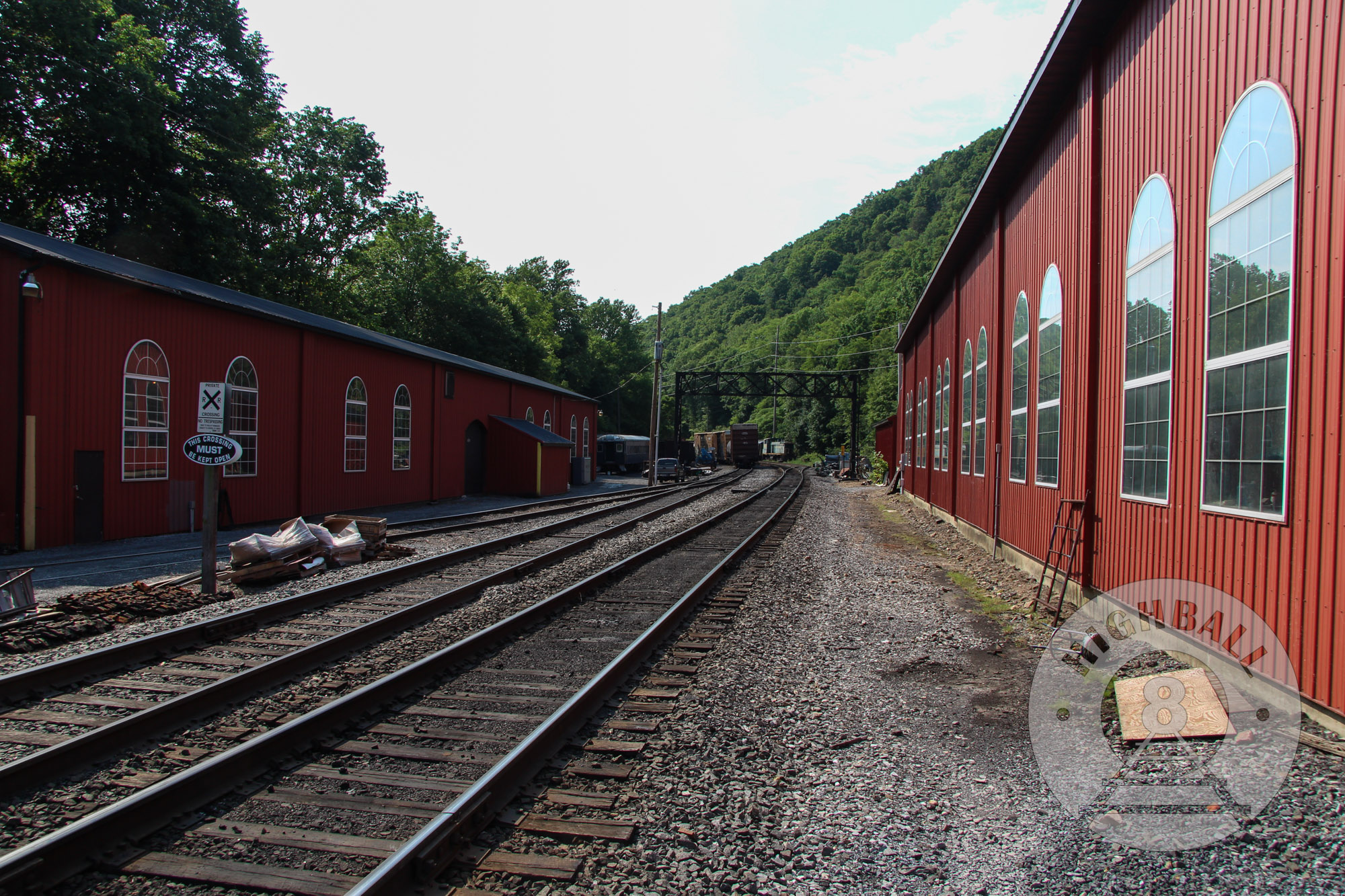 Exterior view of the workshops of the Reading Blue Mountain & Northern Railroad, Port Clinton, Pennsylvania, USA, 2016.