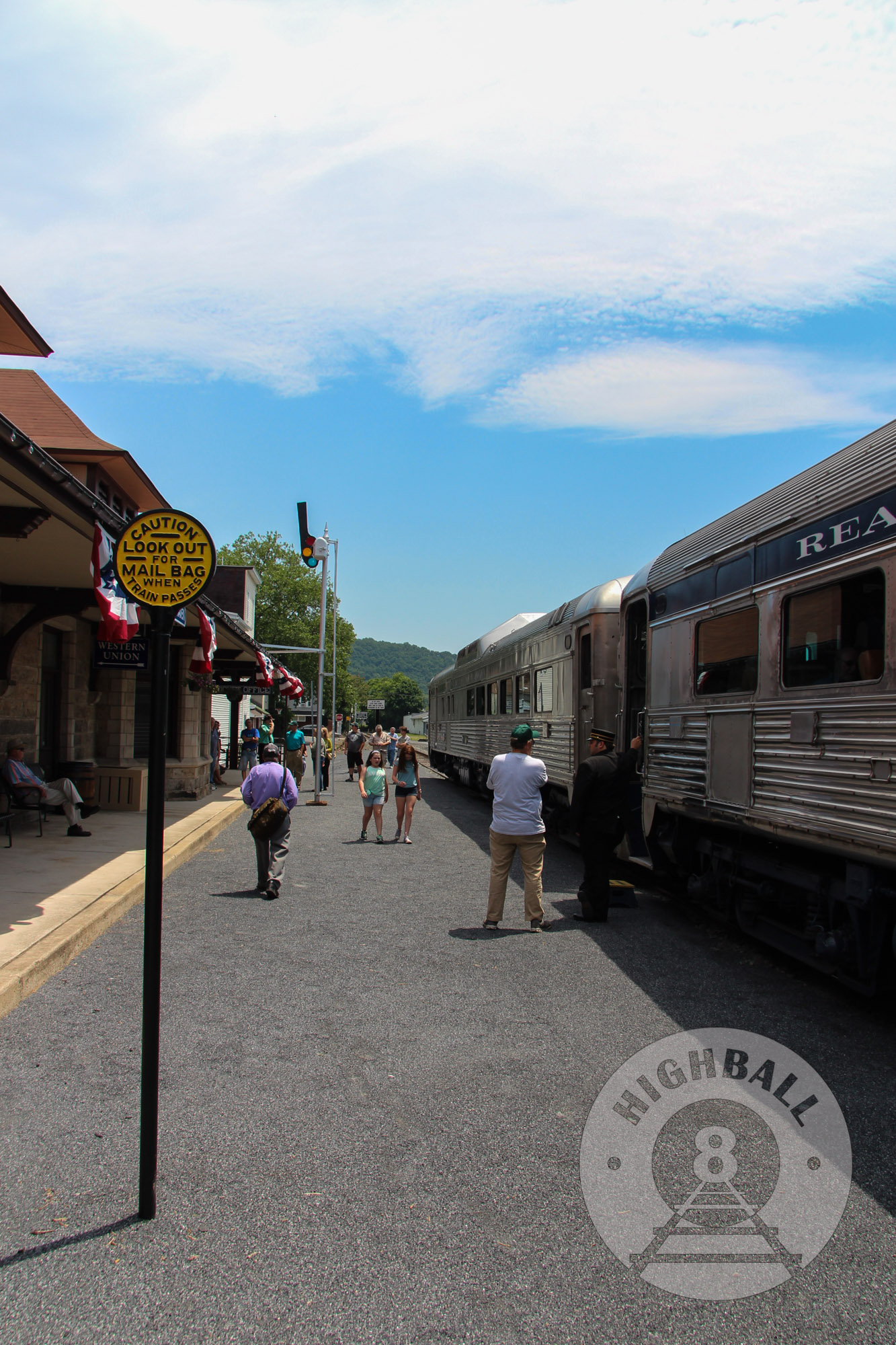 The Reading Blue Mountain & Northern Railroad's RDC cars at Schuylkill Haven Station, Pennsylvania, USA, 2016.