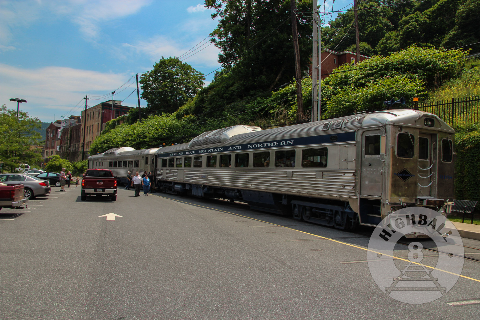 The Reading Blue Mountain & Northern Railroad's RDC cars awaiting departure from Pottsville, Pennsylvania, USA, 2016.