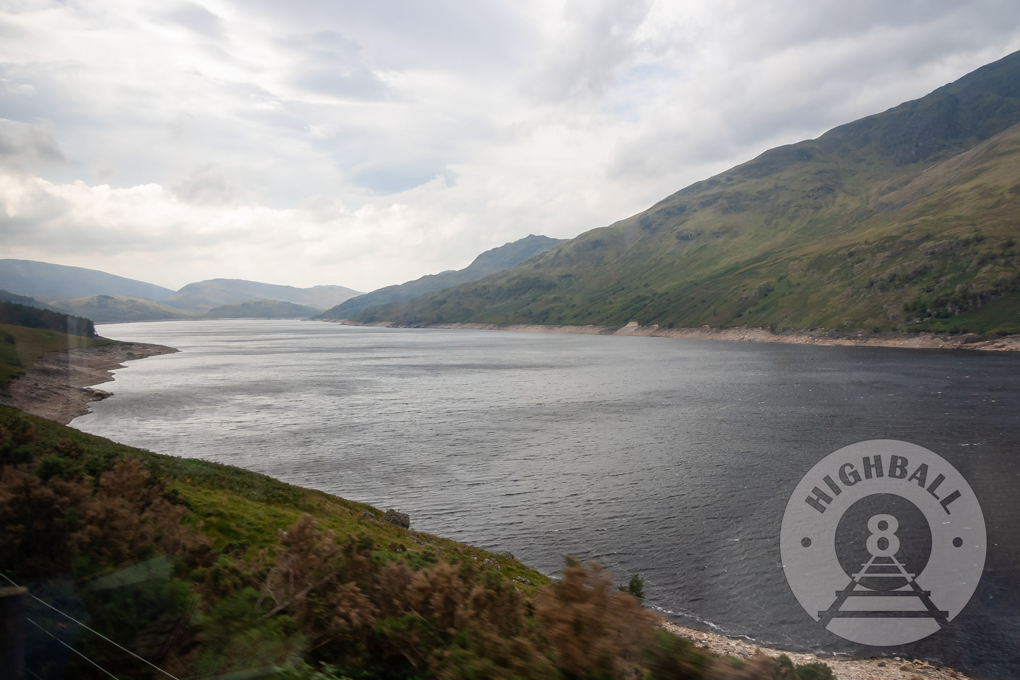 View of Loch Treig from a Mallaig-bound West Highland Line train Corrour, Scotland, UK, 2010.