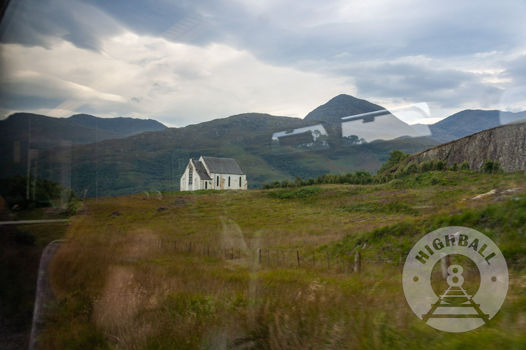 View from a Mallaig-bound West Highland Line train near Lochailort, Scotland, UK, 2010.