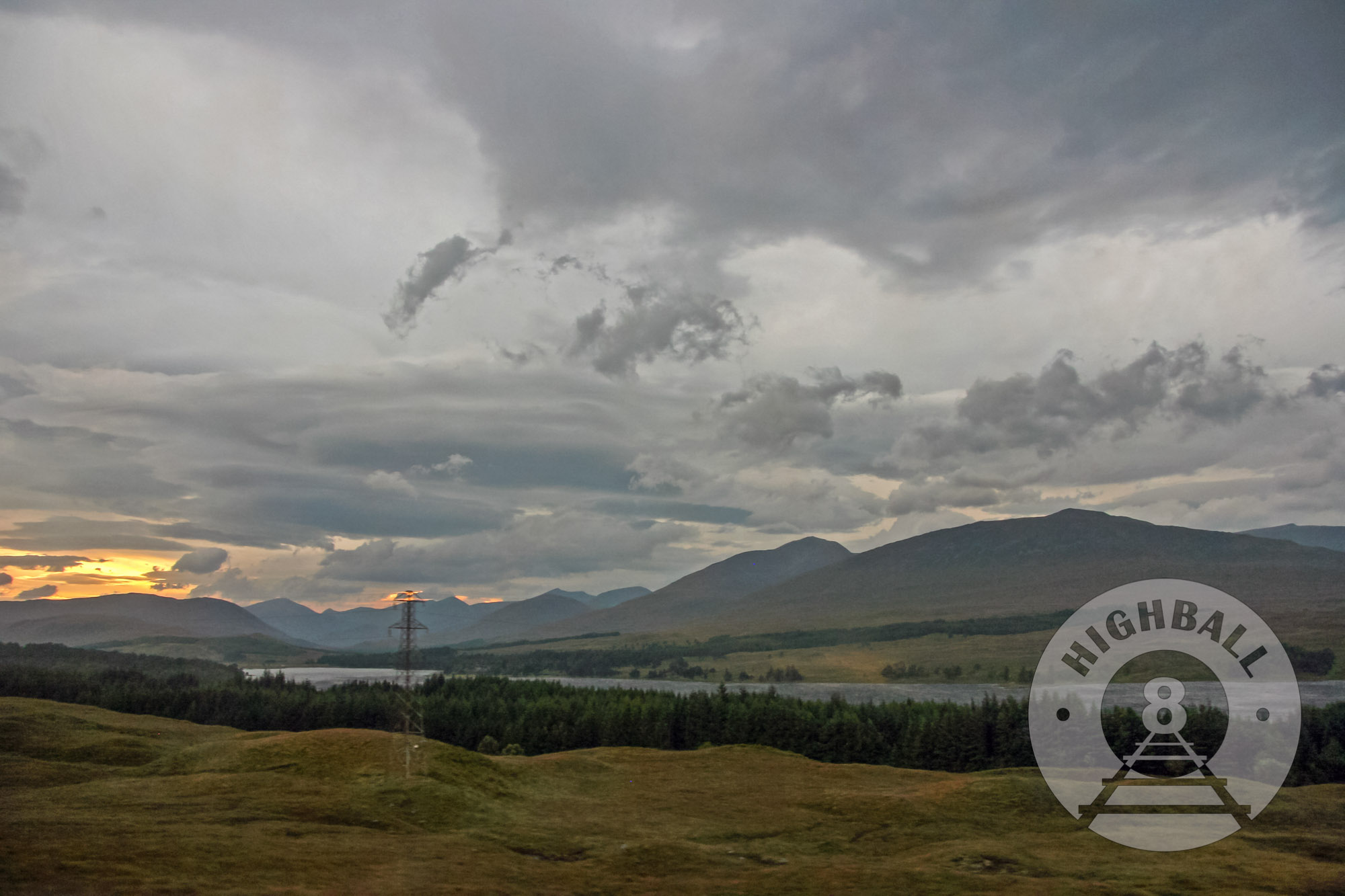 View from a Glasgow-bound West Highland Line train on Rannoch Moor, Scotland, UK, 2010.