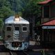 The RDC excursion special outside of the Reading Blue Mountain & Northern Railroad's corporate headquarters, a refurbished train station in Port Clinton, Pennsylvania, USA, 2015.