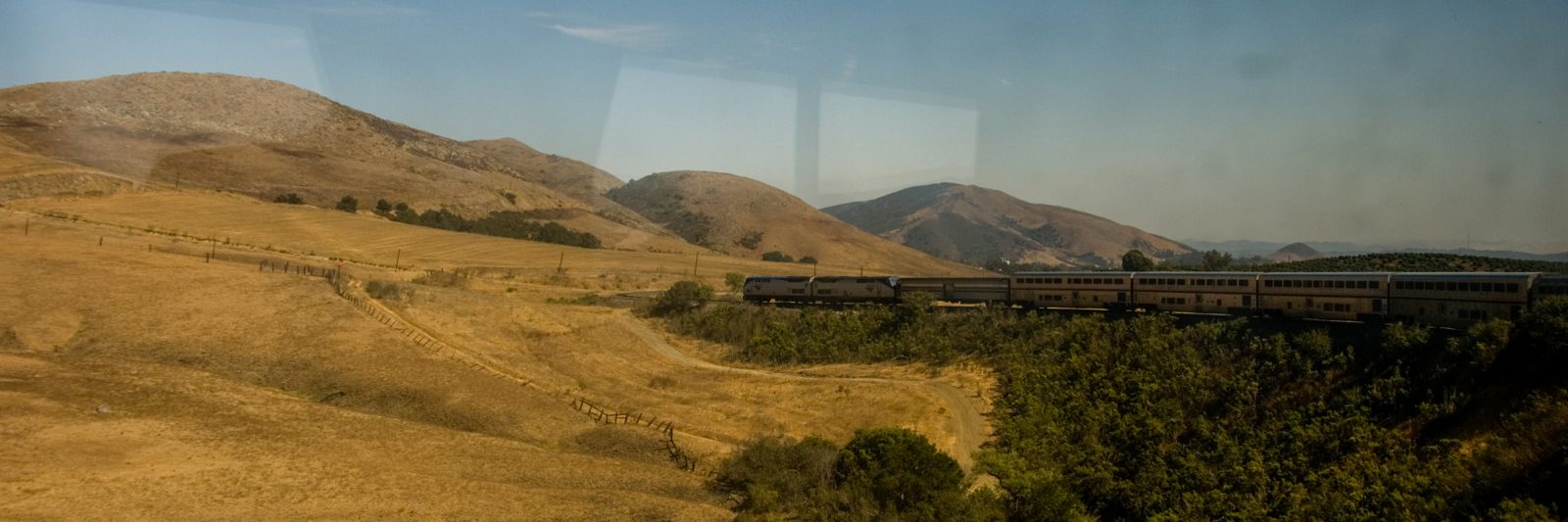 Amtrak's Coast Starlight winds through the Central Valley, California, USA, 2008.