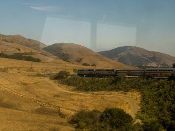 Amtrak's Coast Starlight winds through the Central Valley, California, USA, 2008.