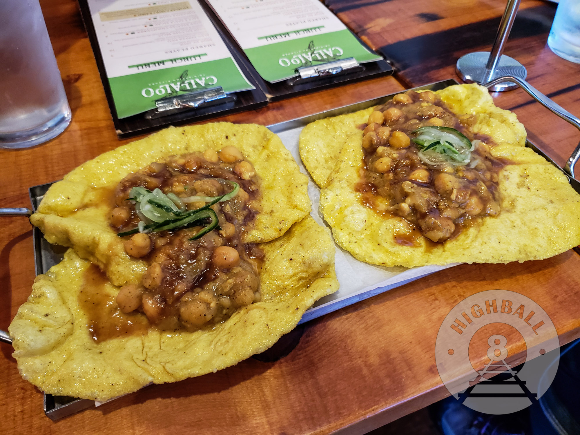 Doubles, one of the national foods of Trinidad and Tobago, at Callaloo Trinidadian Kitchen, Lancaster, PA