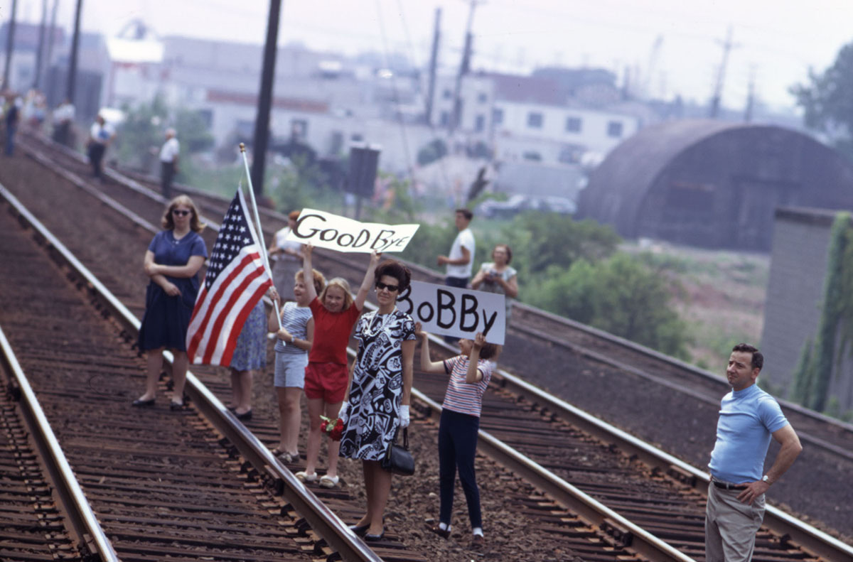 Mourners along the route of RFK's funeral train in June 1968. From the Paul Fusco/LOOK Magazine Collection at the Library of Congress.