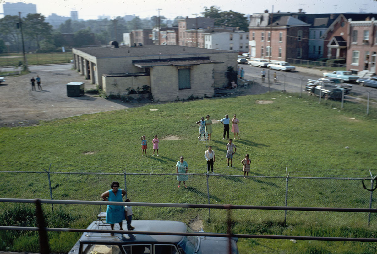 Mourners along the route of RFK's funeral train, Baltimore, Md., June 1968. From the Paul Fusco/LOOK Magazine Collection at the Library of Congress.