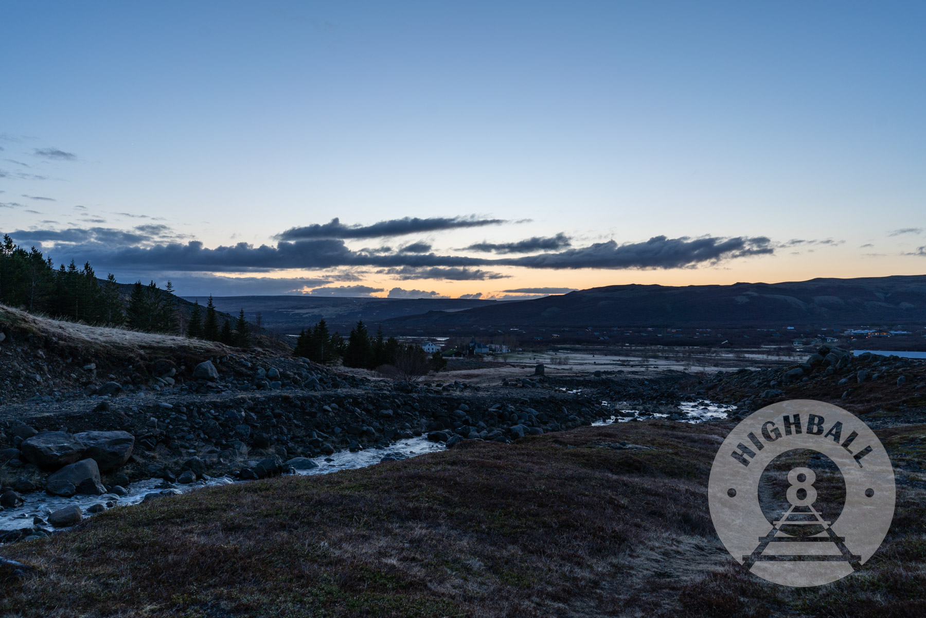 A midnight sunset at Hotel Husafell, Husafell, Iceland, 2018.