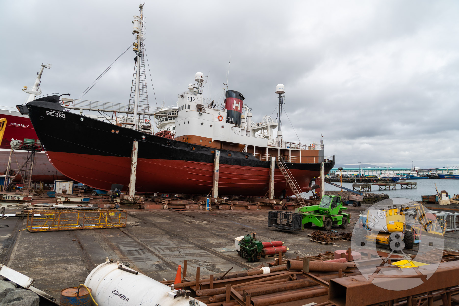 A whaling ship in the Reykjavik Harbor, Reykjavik, Iceland, 2018.